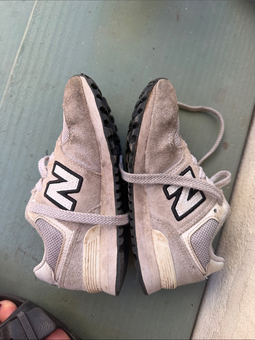 New Balance Kids Light Gray Suede & Mesh Sneakers